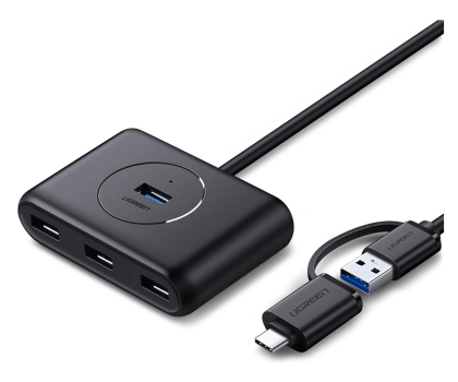 Hub USB UGREEN HUB USB 3.0 + USB-C 3.1 4-portowy OTG 	CR113 czarny
